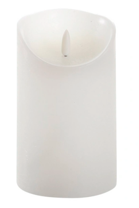 CASAYA LED Kerze, 3D Rustic FLAME, Ø 9 cm, weiß, Timer, 10612